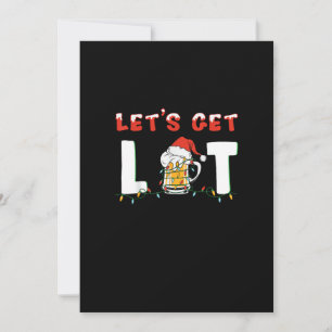 Tarjeta Festiva Vamos a Emborracharnos Bebiendo Cerveza Gorro de S