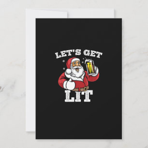 Tarjeta Festiva Vamos a Emborracharnos Santa Bebiendo Cerveza Navi