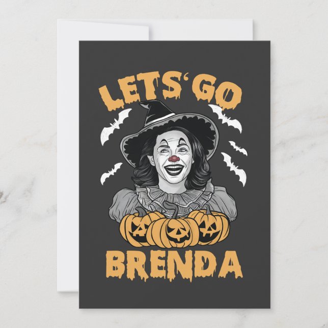 Tarjeta Festiva Vamos Brenda Halloween espeluznante Kamala Harris (Anverso)
