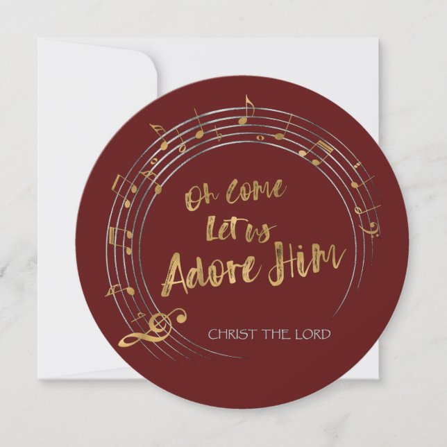 Tarjeta Festiva VAMOS DEJÁNOS ADORAR A SUS Navidades Himno Persona (Anverso)