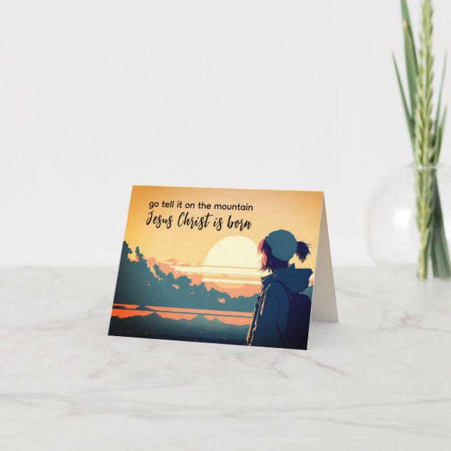 Tarjeta Festiva Vamos Díganlo en la montaña que nació Jesucristo (Anverso)