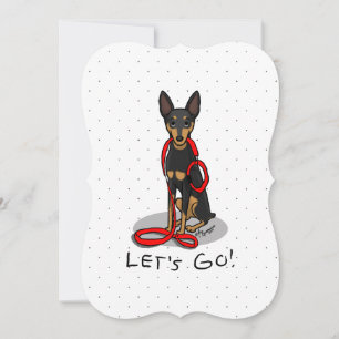 Tarjeta Festiva ¡Vamos! Pinscher Miniatura (negro y fuego 1)