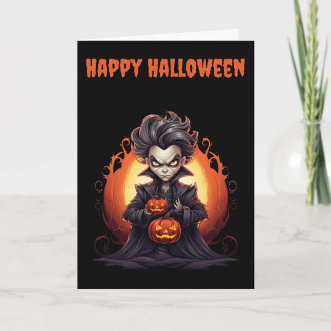 Tarjeta Festiva Vampiro espantoso de Halloween (Anverso)
