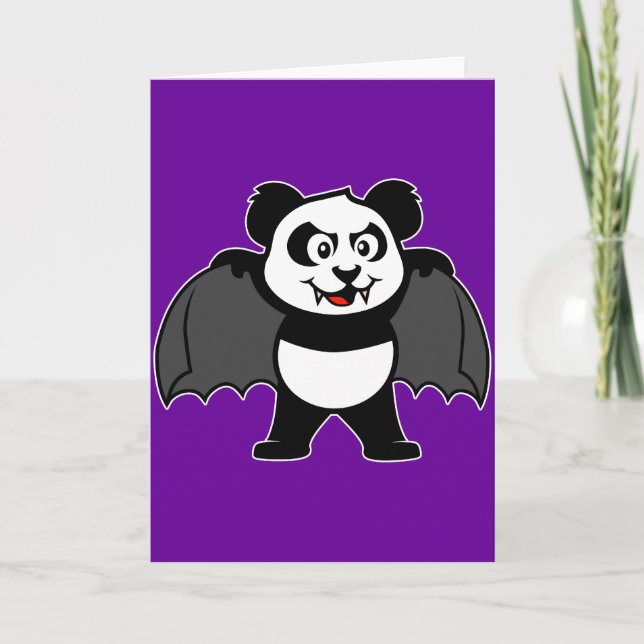 Tarjeta Festiva Vampiro Panda (Anverso)