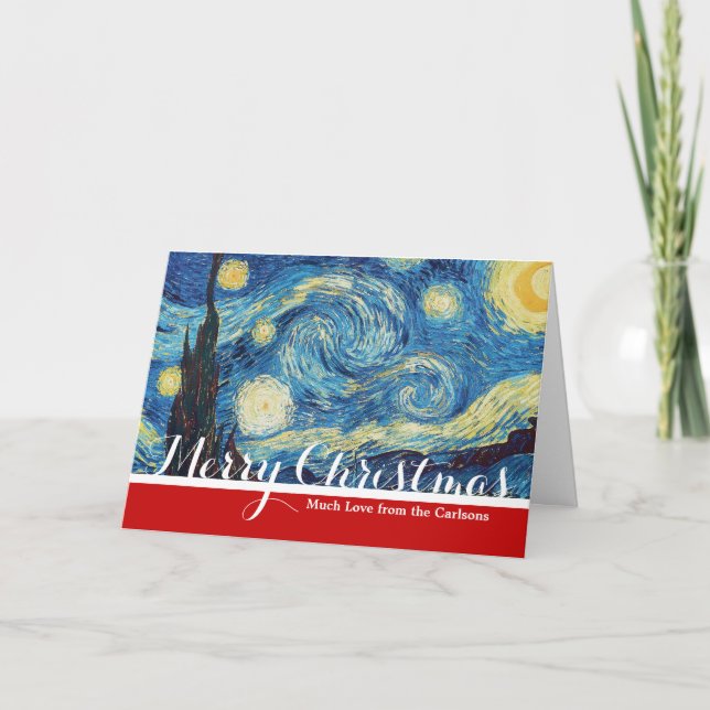 Tarjeta Festiva Van Gogh Starry Night Classic Impresionsionist Art (Anverso)