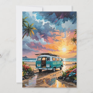 Tarjeta Festiva Van Scene En La Playa A