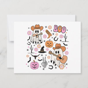 Tarjeta Festiva Vaqueiro Fantasma Espeluznante Monada Halloween Bo