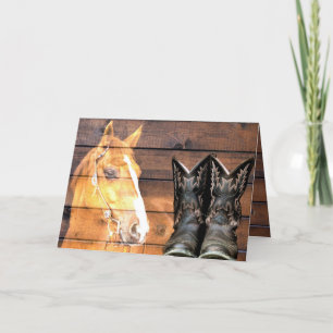 Tarjeta Festiva Vaquero de Caballo bota a la Junta Rusa del Barrio