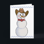 Tarjeta Festiva Vaquero hombre de nieve con Banda Roja<br><div class="desc">Jugué con mi Cowboy Snowman para crear esta nueva edición con una bandana roja,  un borde revisado y un lindo pájaro azul</div>