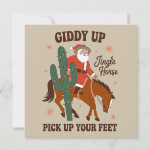 Tarjeta Festiva Vaquero Jingle Up Suba el Caballo Levanta los Pies