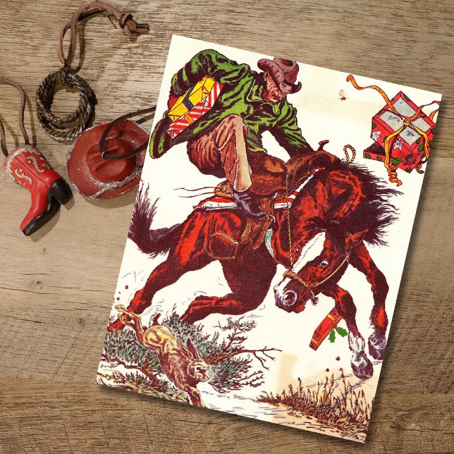 Tarjeta Festiva Vaquero Navidades del Bucking Bronco (Subido por el creador)