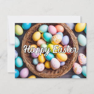 Tarjeta Festiva Variados y vibrantes huevos de Pascua