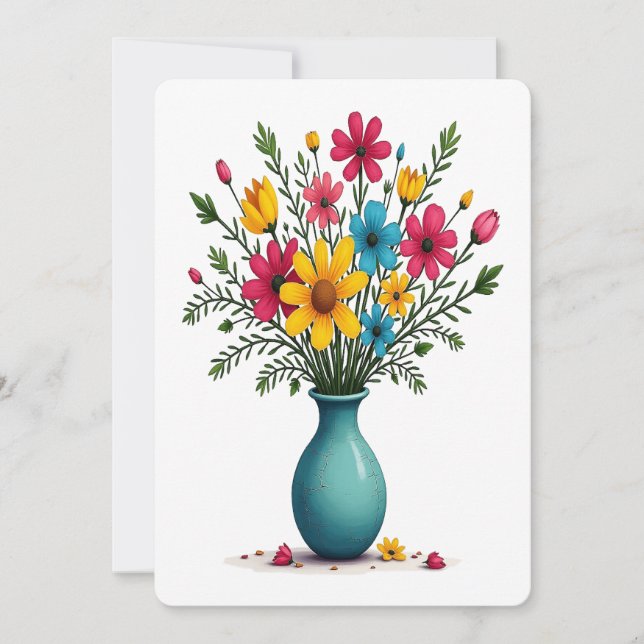 Tarjeta Festiva Variedad de flores florales de Bonito suave (Anverso)