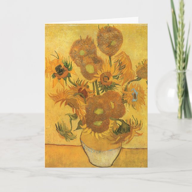 Tarjeta Festiva Vase con 15 girasoles de Vincent van Gogh (Anverso)