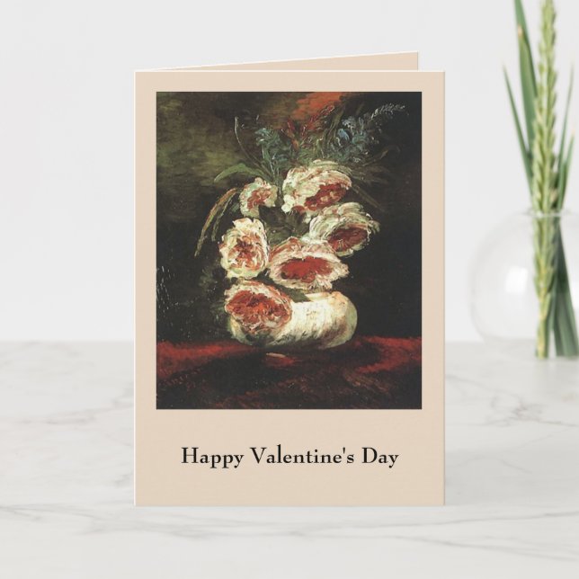 Tarjeta Festiva Vase con peonies de Vincent van Gogh (Anverso)