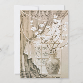 Tarjeta Festiva Vasija de flores Vintage Merry Christmas 1865-1899
