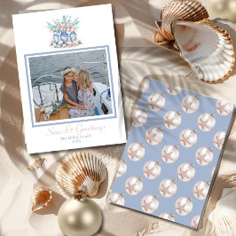 Tarjeta Festiva Vasos Chinoiserie con Eucalyptus y Poinsettias