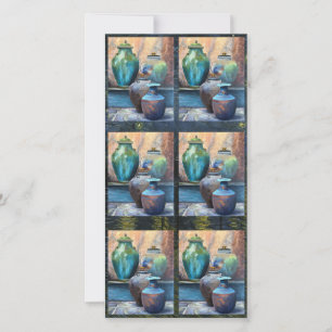 Tarjeta Festiva Vasos Vintage Arte Acrílico