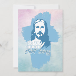 Tarjeta Festiva ¡Ve A La Iglesia! Dios mío. Predicador cristiano