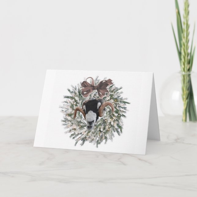 Tarjeta Festiva Vecinos Navidades Wreath~Tarjeta de saludo (Anverso)