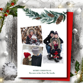 Tarjeta Festiva Vegetación acuática Rústica Verde Pino Cono Bough