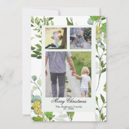 Tarjeta Festiva Vegetación acuática y bayas 3 Navidades de fotogra