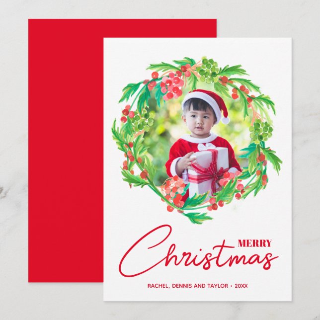 Tarjeta Festiva Vegetación acuática y Navidades de Berries (Anverso / Reverso)