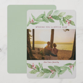 Tarjeta Festiva Vegetación de vacaciones Berries Joyful Family Pho