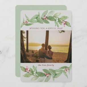 Tarjeta Festiva Vegetación de vacaciones Berries Joyful Family Pho