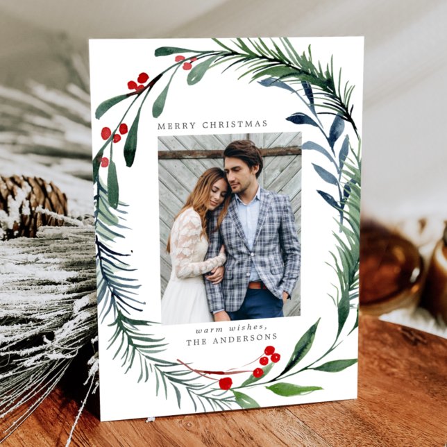 Tarjeta Festiva Vegetación festiva y foto de la guirnalda Holly Be (Subido por el creador)