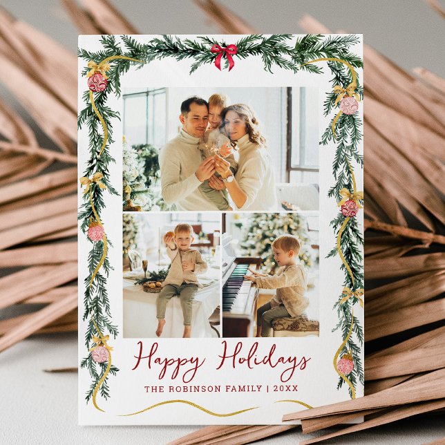 Tarjeta Festiva Vegetación festiva y reverencias vacaciones felice (Subido por el creador)