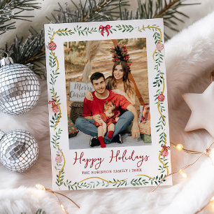 Tarjeta Festiva Vegetación mínima y reverencias Felices Fiestas 3 