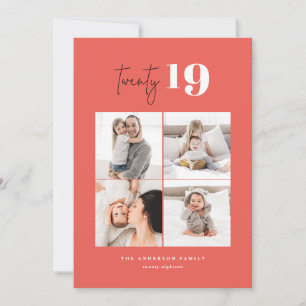 Tarjeta Festiva VEINTE gráfico en negrita multi foto año nuevo