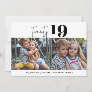 Tarjeta Festiva VEINTE gráfico en negrita multi foto año nuevo