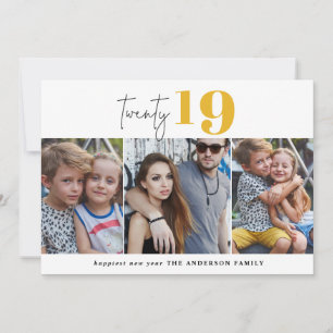 Tarjeta Festiva VEINTE gráfico en negrita multi foto año nuevo