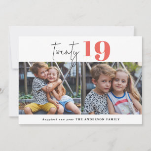 Tarjeta Festiva VEINTE gráfico en negrita multi foto año nuevo