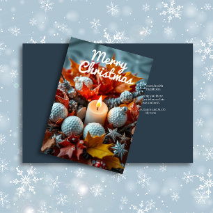 Tarjeta Festiva Vela de Navidades de golf ・ Azul marino