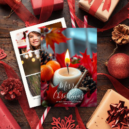 Tarjeta Festiva Vela de Navidades de golf ・ Foto familiar