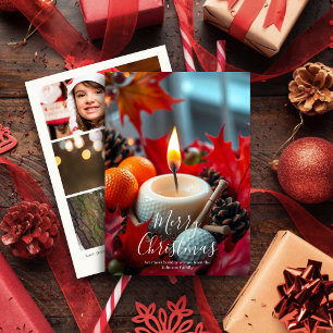 Tarjeta Festiva Vela de Navidades de golf ・ Foto familiar
