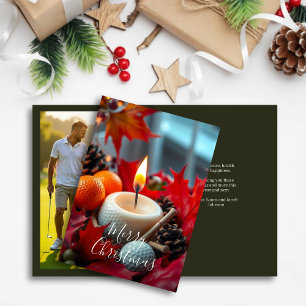 Tarjeta Festiva Vela de Navidades de golf ・ Oliva fotográfica fami