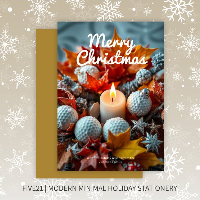 Tarjeta Festiva Vela de Navidades de golf ・ Oro (Subido por el creador)