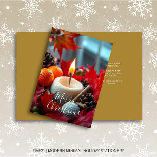 Tarjeta Festiva Vela de Navidades de golf ・ Oro