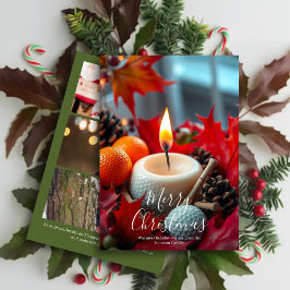 Tarjeta Festiva Vela de Navidades de golf ・ Tres fotos verdes