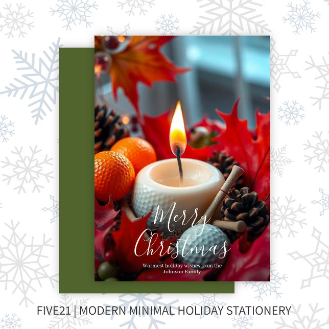 Tarjeta Festiva Vela de Navidades de golf ・ Verde (Subido por el creador)