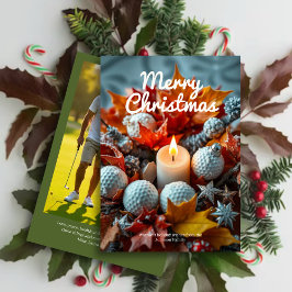 Tarjeta Festiva Vela de Navidades de golf ・ Verde foto familiar