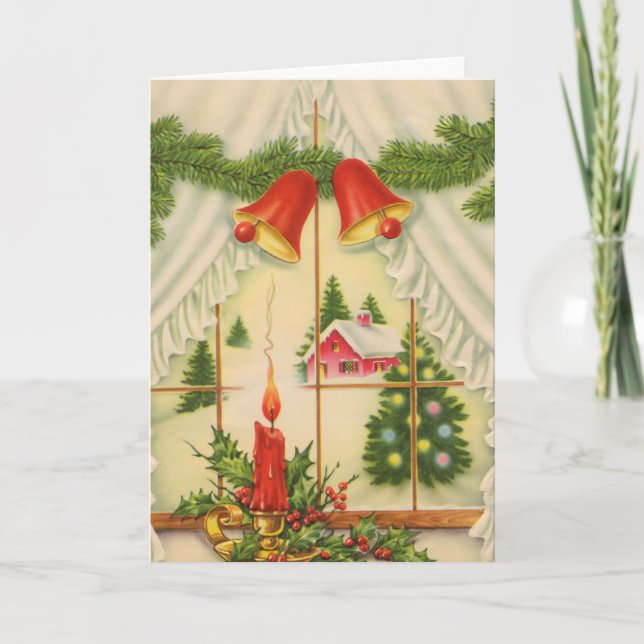Tarjeta Festiva Vela en la ventana (Anverso)