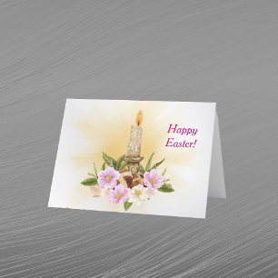 Tarjeta Festiva Vela floral rosa de Pascua