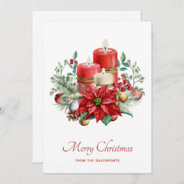 Tarjeta Festiva Velas acuáticas y Navidades de la Poinsettia