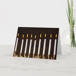 Tarjeta Festiva Velas ardientes de Jánuca Chanukah Hanukah Menorah
