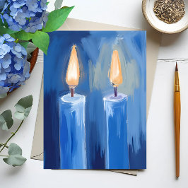 Tarjeta Festiva Velas azules de Hanukkah